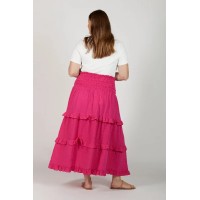 Aaliyah Crinkle Cotton Frill Skirt in Pink Glo