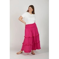 Aaliyah Crinkle Cotton Frill Skirt in Pink Glo
