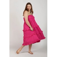 Aaliyah Crinkle Cotton Frill Skirt in Pink Glo