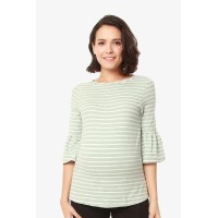 Flounce Sleeves Calynn Mint Stripes Nursing Top