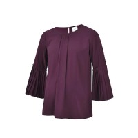 Long Flounce Sleeves Coreene Nursing Top Eggplant