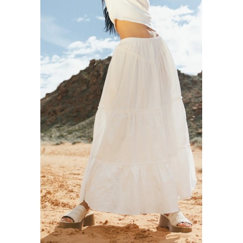 Layana Tiered Skirt in White
