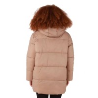 Hooded Puffer in Prairie Beige