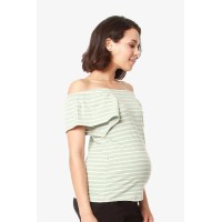 Flutter Sleeves Callie Square Neck Mint Stripes Nursing Top