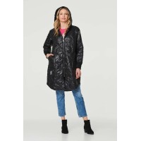 Hooded Zip Front Puffer Coat