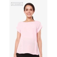 Woven Short Sleeve Clarisa Back Bow Nursing Top Dusty Pink