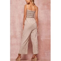 New Latitudes Smocked Striped Jumpsuit