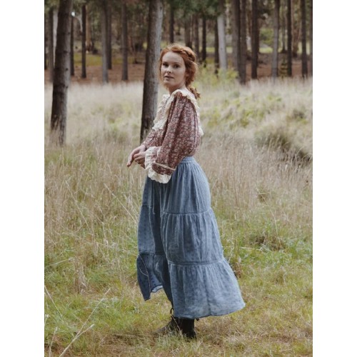KATERINA SKIRT DUSTY BLUE COTTON LACE