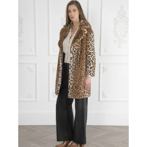 Signature Loretta Recycled Vegan Faux Fur Coat | Leopard