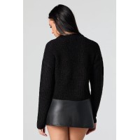 Ribbed Knit Crewneck Skimmer Sweater