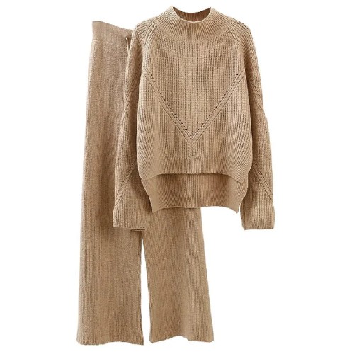 Magritte Beige Cotton Sweater and Pants Set