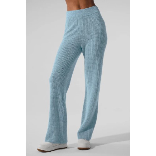 Cashmere High-Waist Plush Waffle Pant - Celestial Blue Heather