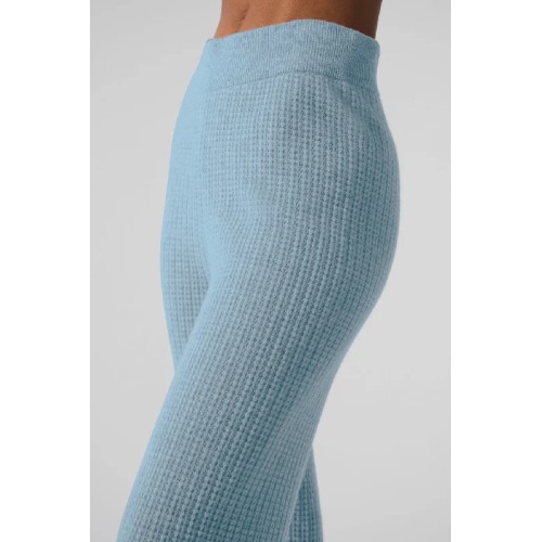 Cashmere High-Waist Plush Waffle Pant - Celestial Blue Heather