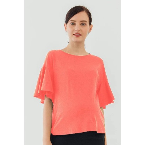 Flutter Sleeves Adalie Nursing Top Coral