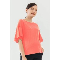 Flutter Sleeves Adalie Nursing Top Coral